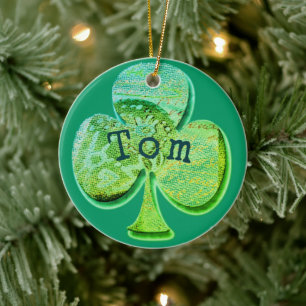 Das grüne Blattsymbol und der Name oder das Wort Keramik Ornament