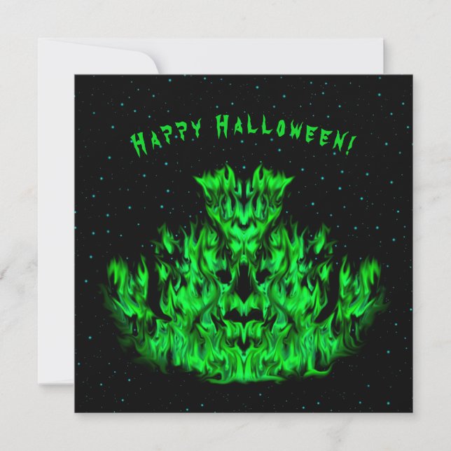 Das grüne Flammenmonster im Sternenhimmel Karte (Vorderseite)