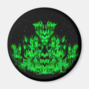 Das grüne Flammenmonster im Sternenhimmel Magnet
