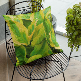 Das grüne und gelbe Hosta Verlasse floral Kissen