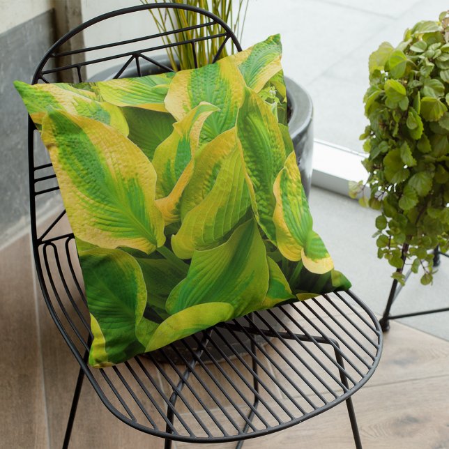 Das grüne und gelbe Hosta Verlasse floral Kissen (In Situ Patio)