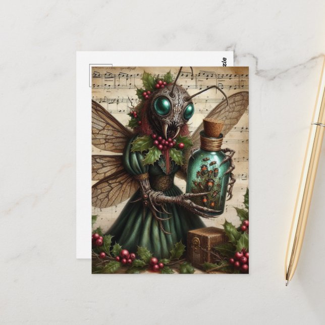 Das gruselige Weihnachtsinsekt Postkarte (Vorderseite/Rückseite Beispiel)