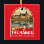 Das hager Niederländische Reisemarkt Keramikornament<br><div class="desc">Das Haager Retrovektor-Reisedesign. Den Haag ist eine Stadt an der Nordseeküste des Westerns Niederlande.</div>
