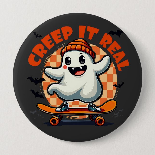 Das Halloween Ghost-Skaten-Mainboard wird echt lec Button (Vorderseite)