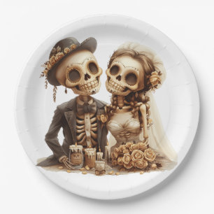 Das Halloween-Hochzeitspaar Pappteller