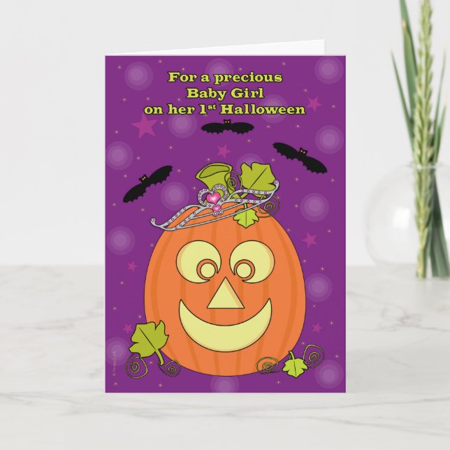 Das Halloween-Kürbis-Prinzessin des Babys erste Karte (Vorderseite)