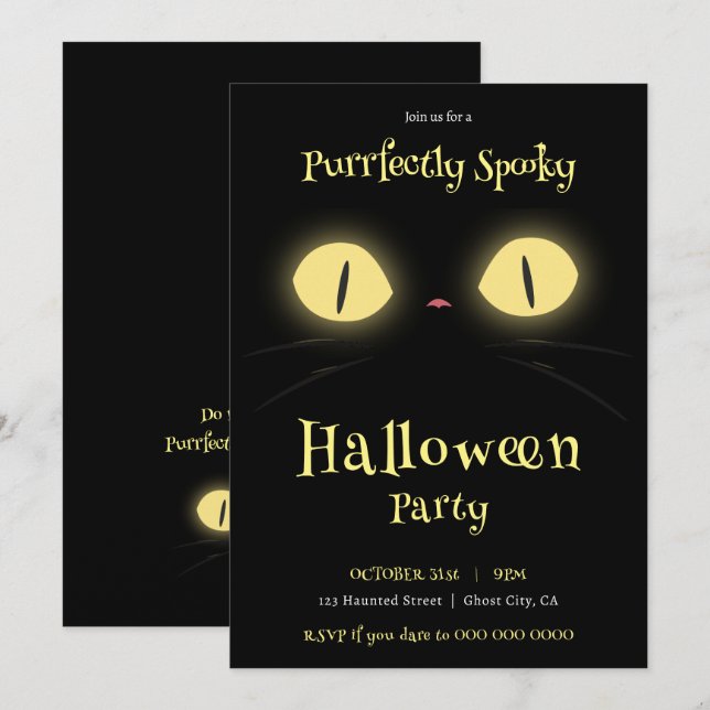 Das Halloween-Party von Cat Lovers ist sehr sauber Einladung (Vorne/Hinten)