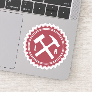 Das Hammer-Logo des Geologen mit den Initialen auf Aufkleber