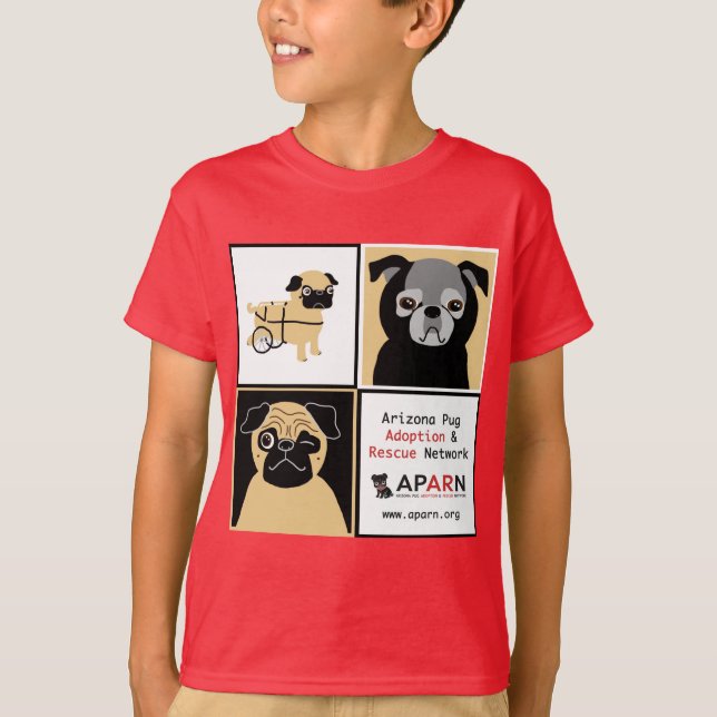 Das Hanes der APARN Rettungs-Mops-Kinder T - Shirt (Vorderseite)