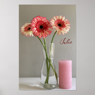 Das Happy Gerbera Pink Blume Foto +Individuelle Na Poster
