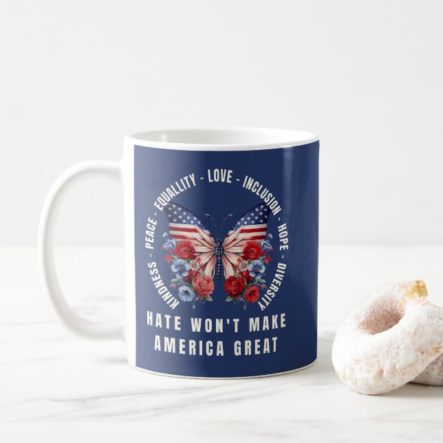 Das Hass wird Amerika nicht groß machen Kaffeetasse (Mit Donut)