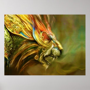 Das Hauptprofil des mystischen Fantasie-Löwes Poster