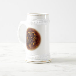 Das Hauptweiß des Löwes/Gold 22 Unze Stein Bierglas