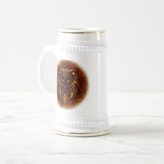 Das Hauptweiß des Löwes/Gold 22 Unze Stein Bierglas