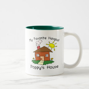 Das Haus der Lieblingstreffpunkt-Mohnblume Zweifarbige Tasse