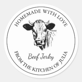 Das hausgemachte Rindfleisch-Jerky-Label Runder Aufkleber