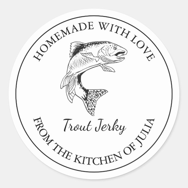 Das hausgemachte Trout Jerky Label Runder Aufkleber (Vorderseite)
