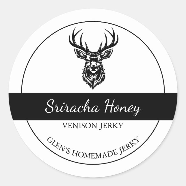 Das hausgemachte Venison Deer Jerky Label Runder Aufkleber (Vorderseite)