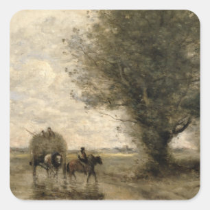 Das Haycart, C. 1860 Quadratischer Aufkleber
