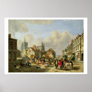 Das Haymarket, Norwich, 1825 (Öl auf Platte) Poster