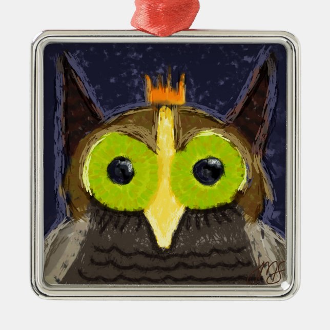 Das heikelnde Owl Silbernes Ornament (Vorne)