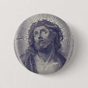 Das Heilige Gesicht Jesu mit Dornenkrone Kunst Button
