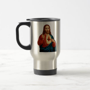 Das Heilige Herz Jesu, feines Kunstporträt Reisebecher