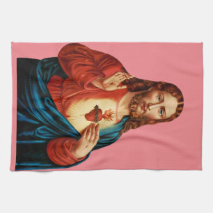 Das Heilige Herz Jesu Feinkunstporträt Geschirrtuch