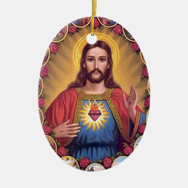 Das heilige Herz von Jesus Keramikornament (Vorne)