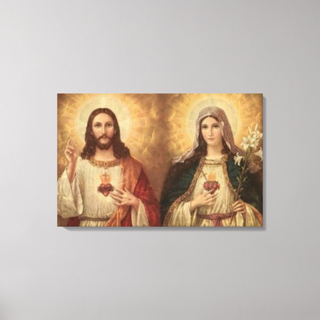 Das heiligste Herz des heiligen Jesus und der heil Leinwanddruck (Vorderseite)