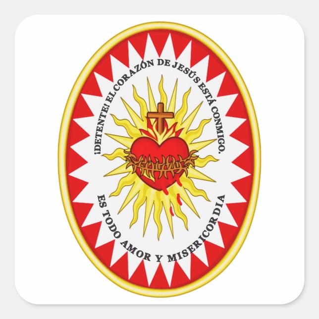 Das heiligste Herz Jesu Quadratischer Aufkleber (Vorderseite)