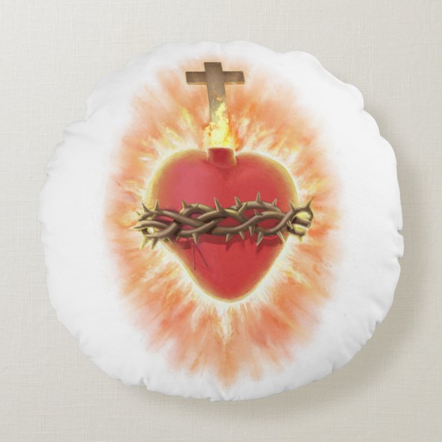 Das heiligste Herz Jesu Rundes Kissen (Vorderseite)