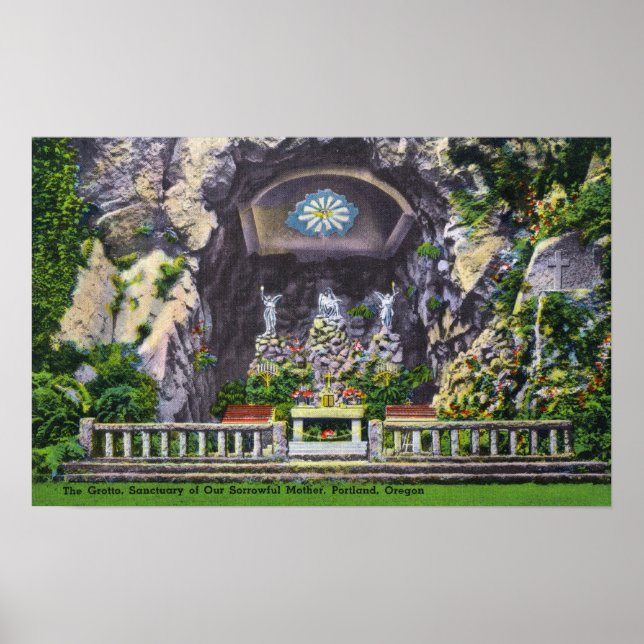 Das Heiligtum unserer traurigen Mutter Grotto View Poster (Vorne)
