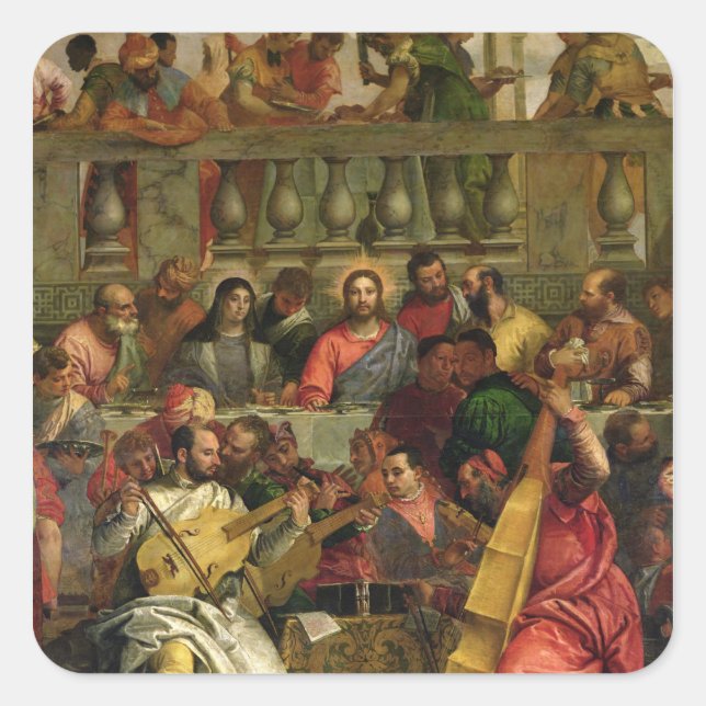 Das Heiratsfest in Cana Quadratischer Aufkleber (Vorderseite)