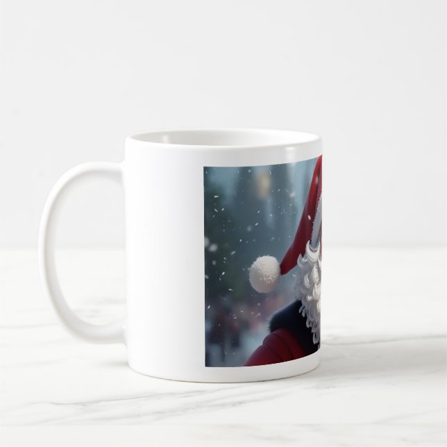 Das heitere Lächeln des Weihnachtsmannes - Weihnac Kaffeetasse (Links)