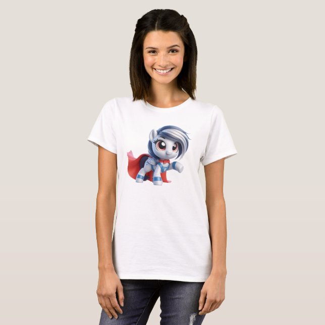 Das heldenhafte Pony mit silberner Krinze. T-Shirt (Vorne ganz)