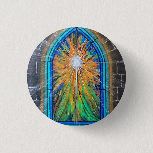 Das helle 3 kirchliche Glasfenster Button (Vorderseite)