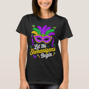 Das Hemd Mardi Gras Perlen Maske Feder T-Shirt