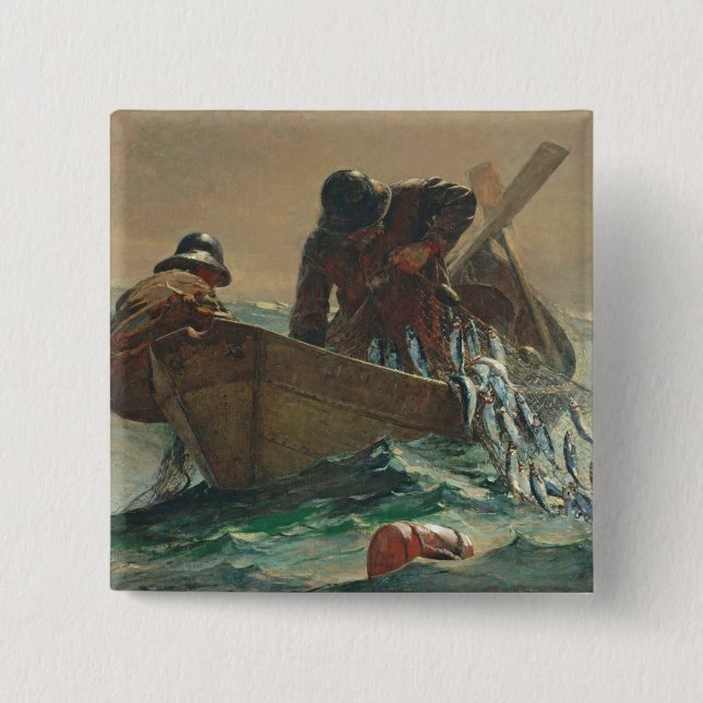 Das Heringnetz, 1885 (Öl auf Leinwand) Button (Vorderseite)