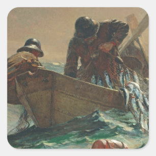 Das Heringnetz, 1885 (Öl auf Leinwand) Quadratischer Aufkleber