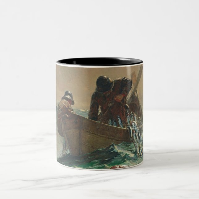 Das Heringnetz, 1885 (Öl auf Leinwand) Zweifarbige Tasse (Mittel)