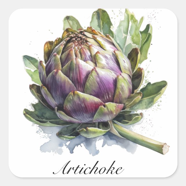 Das Herz der Garde: Artichoke in Wasserfarbe Quadratischer Aufkleber (Vorderseite)