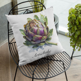 Das Herz des Gartens: Artichoke in Wasserfarbe Kissen