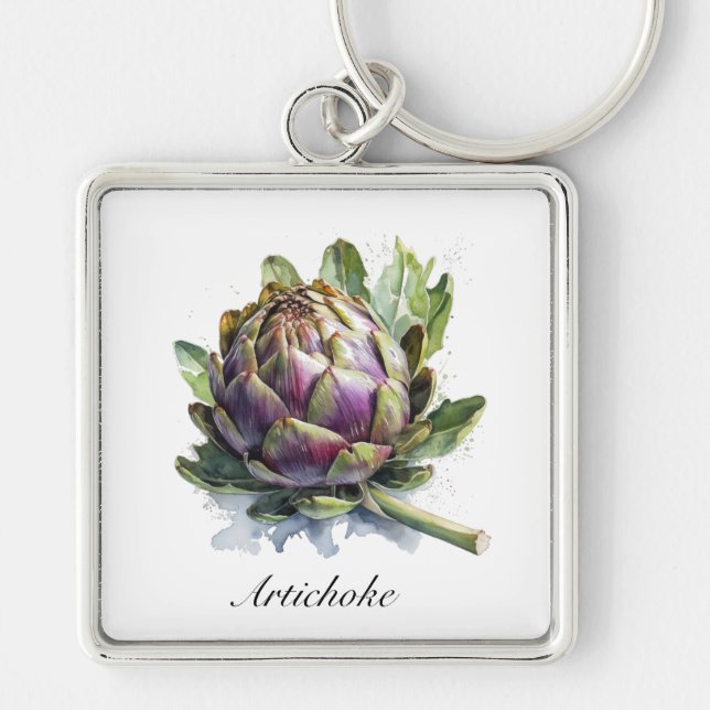 Das Herz des Gartens: Artichoke in Wasserfarbe Schlüsselanhänger (Vorne)