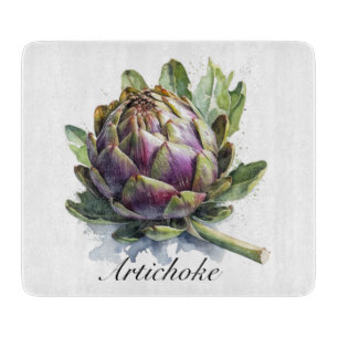 Das Herz des Gartens: Artichoke in Wasserfarbe Schneidebrett