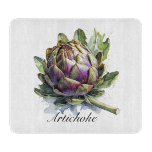 Das Herz des Gartens: Artichoke in Wasserfarbe Schneidebrett