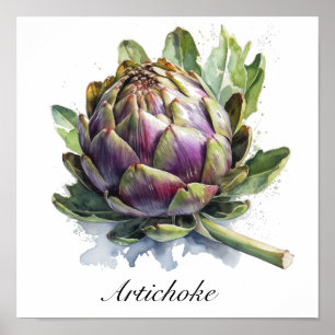 Das Herz des Gartens: Artischocke in Aquarell Poster