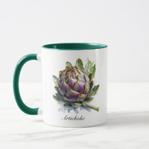Das Herz des Gartens: Artischocke in Aquarell Tasse