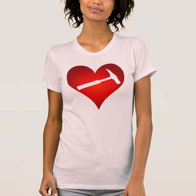 Das Herz des Geologen und Felsen-Hammer T-Shirt (Vorderseite)