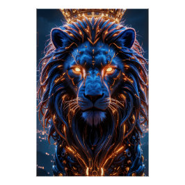 Das Herz eines King Poster - leuchtende Cyber Lion